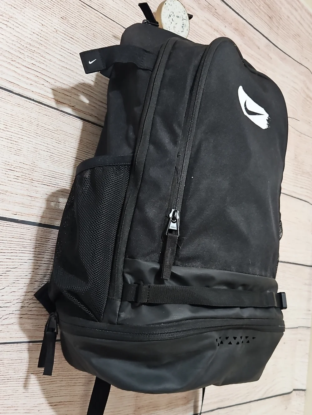 Nike Vapor Select Black Baseball Backpack with White Brushstroke Logo Detail